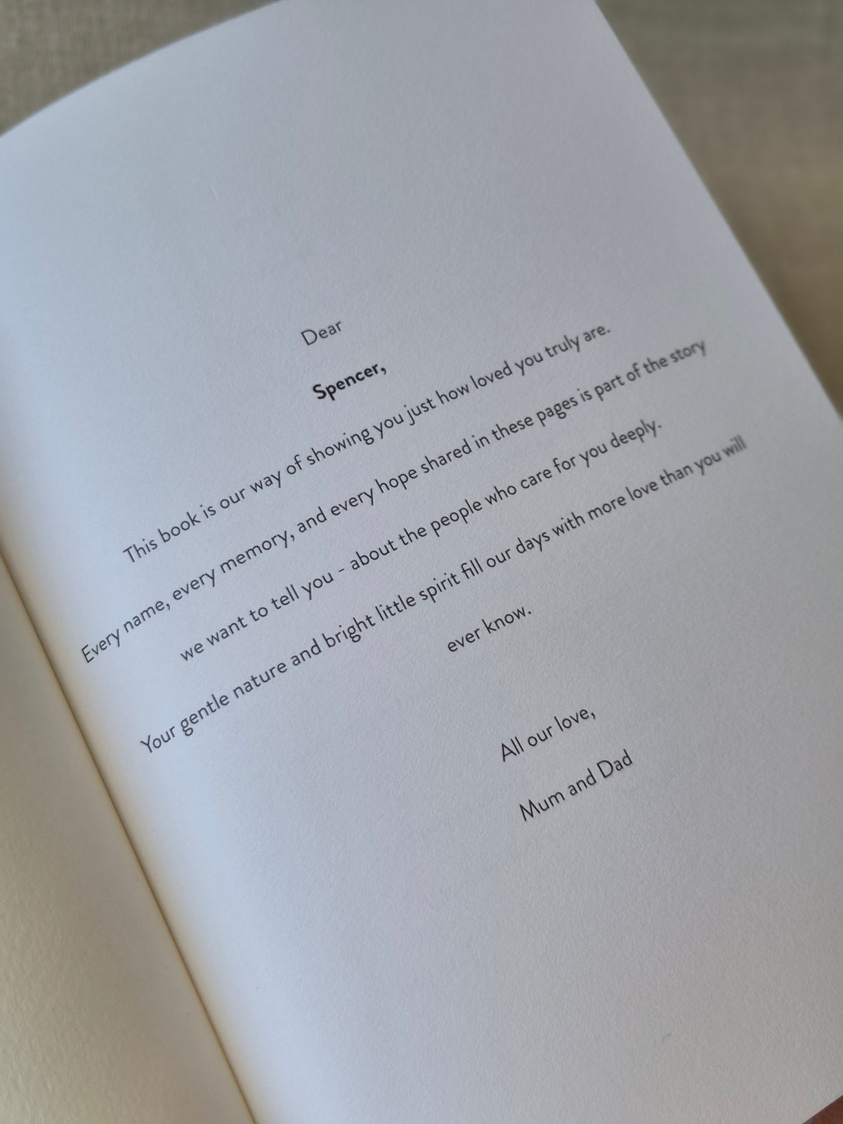 A heartfelt dedication page